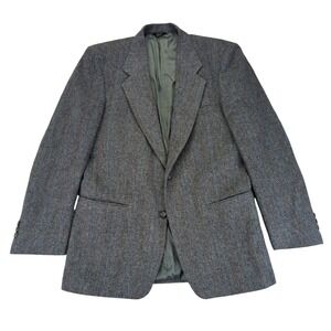 Daniel Hechter Mens Herringbone‎ Tweed Blazer Sport Coat Jacket Gray Brown 41